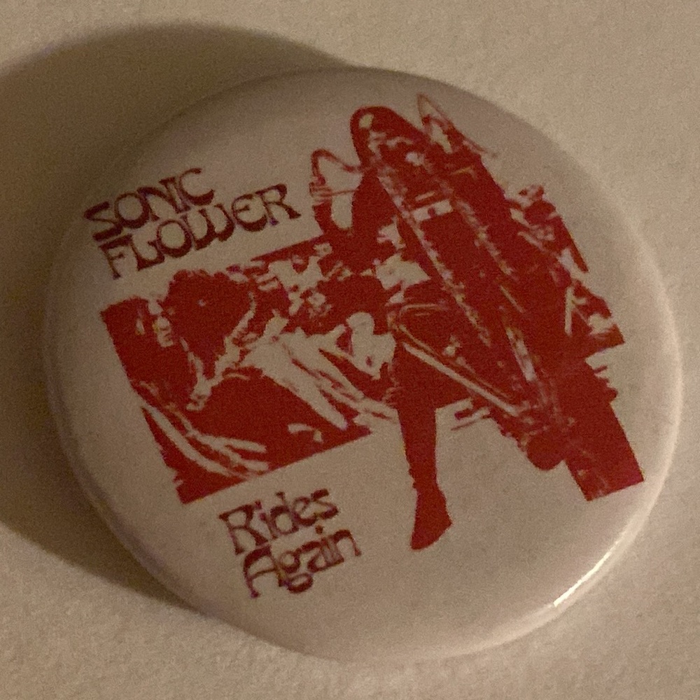 BRANDY MELVILLE SONIC FLOWER RIDES AGAIN PiN w/Brandy Stickers & 1 bonus pin